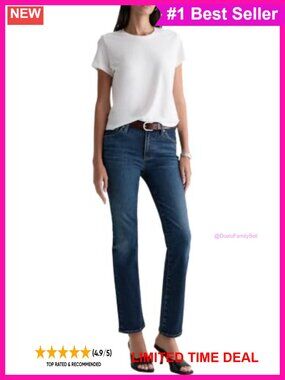 Mid-Rise Slim Straight Crop Jeans Power Stretch Denim